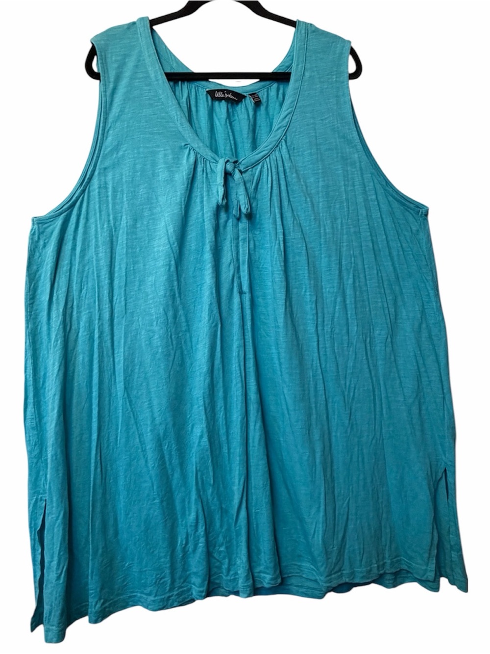 Ulla Popken 28/30 Teal Tie-Front Sleeveless Tunic Sleeveless Tank